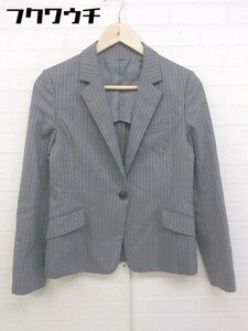 ◇ green label relaxing UNITED ARROWS シングル 1B 長袖 テーラードジャケット サイズ38 グレー ホワイト レディース