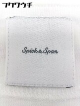 ◇ Spick & Span スピック アンド スパン ボーダー スリット 五分袖 カットソー サイズF ホワイト ブラウン レディース_画像4