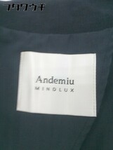 ◇ ◎ Andemiu MINDLUX アンデミュウ ウエストベルト付 薄手 ノーカラー ジャケット サイズS ネイビー レディース_画像4