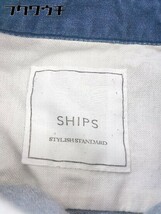 ◇ SHIPS シップス 長袖 膝丈 シャツ ワンピース ネイビー レディース_画像4