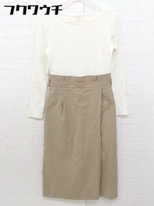 * NATURAL BEAUTY BASIC knitted switch long sleeve knees under height One-piece size S beige eggshell white lady's 