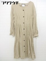 ◇ w closet ダブルクローゼット リネン混 長袖 膝下丈 ワンピース サイズF ベージュ レディース_画像1