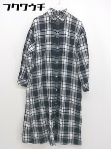 ◇ AZUL BY MOUSSY アズールバイマウジー チェック 長袖 膝下丈 ワンピース サイズF ブラック系 レディース