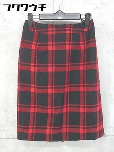 * INED Ined check knees height narrow skirt size 1 red lady's 