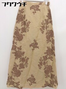 * * SCAPA Scapa silk . total pattern side Zip long skirt size 36 Brown lady's 