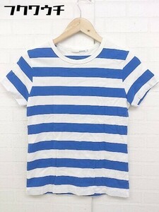 * time after time time after time border short sleeves T-shirt cut and sewn size 0 blue white lady's 