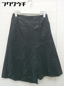 ◇ Techichi テチチ フェイクレザー 膝下丈 フレア スカート サイズS ブラック ホワイト レディース