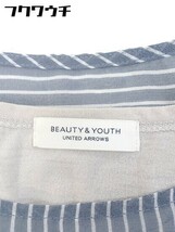 ◇ BEAUTY & YOUTH UNITED ARROWS ストライプ フレンチスリーブ ブラウス カットソー ネイビー系 レディース_画像4