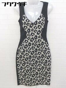 * * PAOLA FRANI tag attaching Italy made Leopard switch no sleeve knees under height One-piece size 36 black lady's 