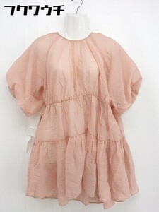 * NICE CLAUP Nice Claup back ribbon short sleeves shirt blouse size F coral Pink Lady -s