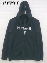 ◇ Hurley ハーレー 裏起毛 ロゴ プリント ジップアップ パーカー サイズS ブラック レディース_画像2