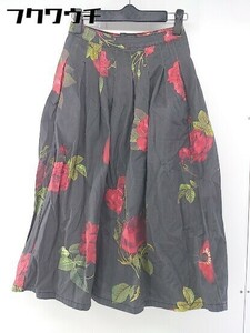 * MOUSSY Moussy задний Zip цветочный принт колени внизу длина юбка в складку размер 0 черный красный зеленый женский 