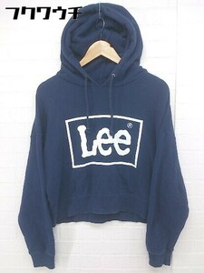 ◇ Lee リー × E hyphen world gallery ロゴ 長袖 プルオーバー パーカー サイズF ネイビー レディース