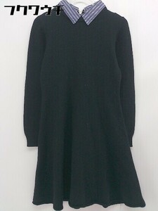 * Khaju car juSHIPS wool knitted sweater long sleeve knees under height One-piece black lady's 