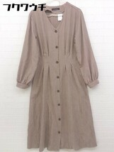 ◇ w closet ダブルクローゼット Vネック　 長袖 膝下丈 ワンピース サイズF ベージュ レディース_画像1