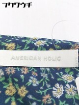 ◇ AMERICAN HOLIC アメリカン ホリック 花柄　Vネック 長袖 ロング ワンピース サイズF ネイビー　マルチ レディース_画像4