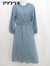 ◇ Green Parks chocol raffine robe 花柄 長袖 ロング ワンピース サイズF サックスブルー レディース_画像2