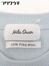 ◇ Mila Owen ミラ オーウェン ウール 半袖 ニット セーター サイズ 0 ライトブルー ネイビー レディース_画像4