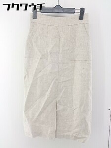 ◇ MEW'S REFINED CLOTHES リネン100% 膝下丈 タイト スカート サイズ S ベージュ レディース