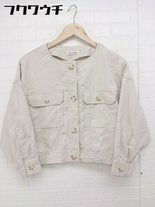 ◇ natural couture ナイスクラップ 長袖 ノーカラー ジャケット サイズF ベージュ レディース