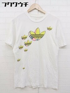 ◇ adidas アディダス トレフォイル　プリント 半袖 Tシャツ カットソー サイズM ホワイト　マルチ レディース