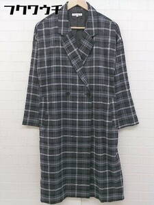 ◇ ◎ THE SHOP TK ザショップティーケー ウエストベルト付き チェック コート サイズL ダークグレー系 レディース