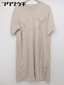 ◇ Oblekt オブレクト 半袖 膝下丈 Tシャツ ワンピース サイズ F ベージュ レディース