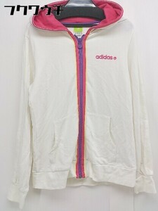 * adidas Adidas Zip up Logo embroidery long sleeve Parker size M ivory multi lady's 