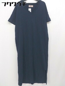 ◇ AZUL BY MOUSSY アズールバイマウジー 半袖 ロング ワンピース サイズM ネイビー系 レディース