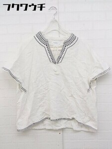 ◇ BEAUTY & YOUTH UNITED ARROWS 刺繍 半袖 ブラウス カットソー ホワイト レディース