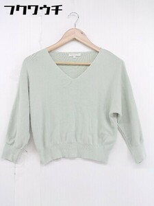 ◇ PROPORTION BODY DRESSING コットン ニット Vネック 長袖 セーター サイズ3 グリーン レディース