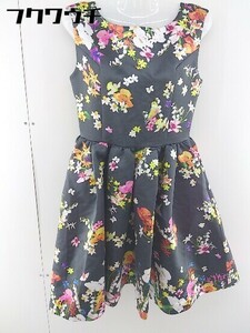 * * beautiful goods * * Chesty tag attaching no sleeve floral print knees height One-piece size 1 charcoal gray multi lady's 