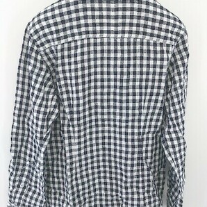 ◇ Simplicite シンプリシテェ リネン100% ギンガムチェック 長袖 シャツ サイズ36 ブラック ホワイト レディースの画像3