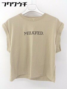 ◇ MILKFED. ミルクフェド ロゴ プリント ノースリーブ Tシャツ カットソー サイズONE SIZE ベージュ レディース