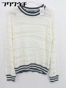 ◇ ◎ AZUL BY MOUSSY タグ付き 透かし編み ニット 長袖 セーター サイズM アイボリー系 レディース