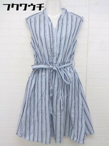 * * AG by aquagirl stripe short sleeves knees height One-piece size S blue blur un white group lady's 