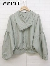 ◇ w closet ダブルクローゼット サテン調 ボリュームスリーブ 長袖 パーカー サイズ F グリーン レディース_画像3