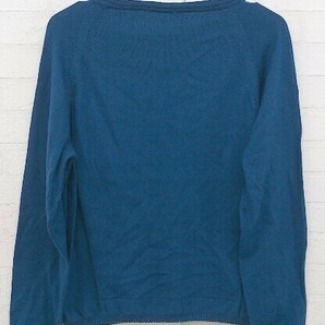 ◇ HUMAN WOMAN ヒューマンウーマン コットン100% 長袖 ニット セーター サイズ M ブルー レディースの画像3