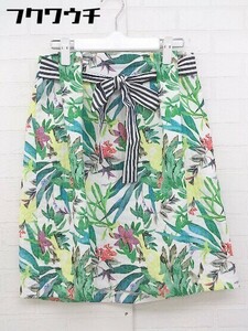 * * PAOLA FRANI Paola Frani total pattern knees height flair skirt size F/E S 38 US 6 white green multi lady's 