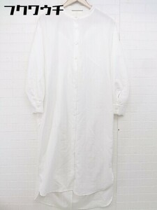 ◇ merlot メルロー バンドカラー 長袖 ロング シャツ ワンピース サイズF ホワイト レディース