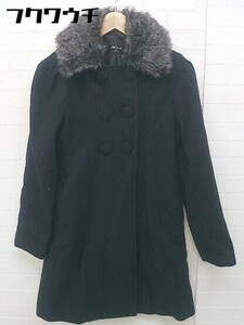 ■ ◎ COMME CA ISM コムサイズム フェイクファー付 キッズ 子供服 コート サイズ150A ブラック レディース