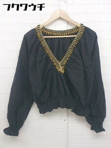 * Another Edition UNITED ARROWS вышивка длинный рукав блуза cut and sewn черный мульти- женский 