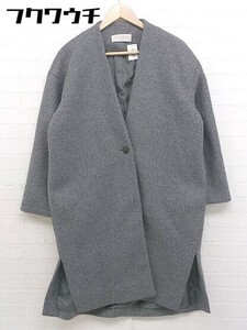 ■ chocol raffine robe ショコラ フィネ ローブ 長袖 ノーカラー コート サイズF ダークグレー レディース