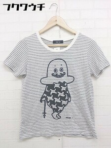 ◇ Ne-net ネ ネット ボーダー　ロゴ　プリント 半袖 Tシャツ カットソー サイズ2 グレー　ホワイト　ブラック レディース