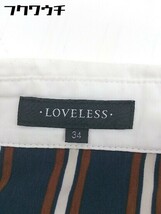 ◇ LOVELESS ラブレス ビジュー 総柄 長袖 シャツ ブラウス サイズ34 ネイビー レディース_画像4