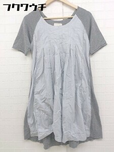 ◇ UNITED ARROWS style for living HOME ニット 切替 半袖 膝丈 ワンピース グレー レディース