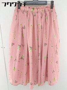 ◇ merlot plus メルロープリュス 花柄 フラワー ウエストゴム ロング ギャザー スカート ピンク レディース