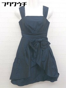 ◇ ◎ EMOTIONALL DRESSES サテン調 レースアップ ノースリーブ ミニ ドレス ワンピース サイズ 36 ネイビー レディース