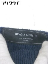 ◇ BEAMS LIGHTS ビームスライツ ウール ニット 切替 長袖 ミニ ワンピース サイズ38 ネイビー レディース_画像4