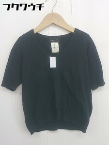 ◇ agnes b. アニエスベー フランス製 Vネック 半袖 Tシャツ カットソー サイズ2 ブラック レディース